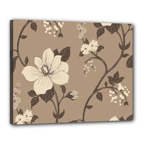 Floral Flower Rose Leaf Grey Canvas 20  X 16  by Mariart