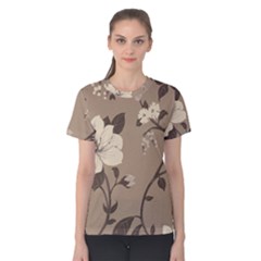 Floral Flower Rose Leaf Grey Women s Cotton Tee