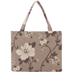 Floral Flower Rose Leaf Grey Mini Tote Bag by Mariart