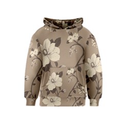 Floral Flower Rose Leaf Grey Kids  Pullover Hoodie by Mariart