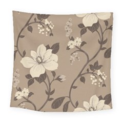 Floral Flower Rose Leaf Grey Square Tapestry (large) by Mariart