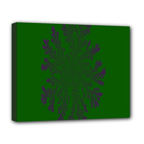 Dendron Diffusion Aggregation Flower Floral Leaf Green Purple Deluxe Canvas 20  X 16   by Mariart