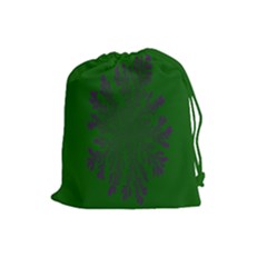 Dendron Diffusion Aggregation Flower Floral Leaf Green Purple Drawstring Pouches (large)  by Mariart