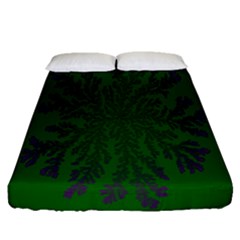 Dendron Diffusion Aggregation Flower Floral Leaf Green Purple Fitted Sheet (queen Size) by Mariart