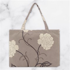 Flower Floral Black Grey Rose Medium Tote Bag by Mariart