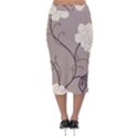 Flower Floral Black Grey Rose Velvet Midi Pencil Skirt View2