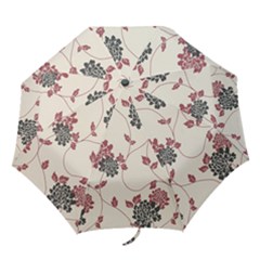 Flower Floral Black Pink Folding Umbrellas by Mariart