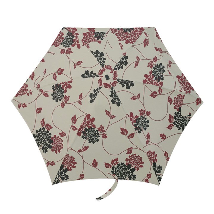 Flower Floral Black Pink Mini Folding Umbrellas