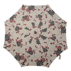 Flower Floral Black Pink Hook Handle Umbrellas (small) by Mariart