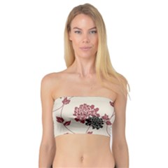 Flower Floral Black Pink Bandeau Top by Mariart