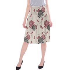 Flower Floral Black Pink Midi Beach Skirt by Mariart