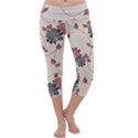 Flower Floral Black Pink Capri Yoga Leggings View1