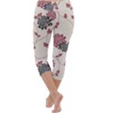 Flower Floral Black Pink Capri Yoga Leggings View4