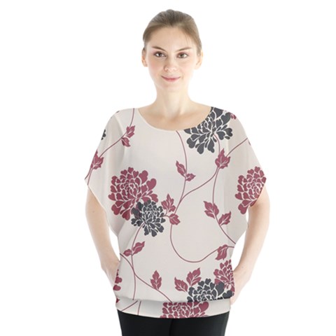 Flower Floral Black Pink Blouse by Mariart