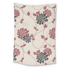 Flower Floral Black Pink Large Tapestry by Mariart