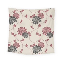 Flower Floral Black Pink Square Tapestry (small) by Mariart