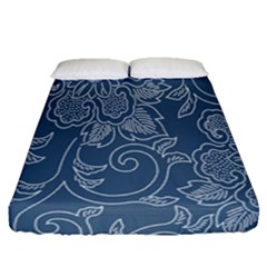 Flower Floral Blue Rose Star Fitted Sheet (queen Size) by Mariart