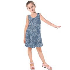 Flower Floral Blue Rose Star Kids  Sleeveless Dress by Mariart