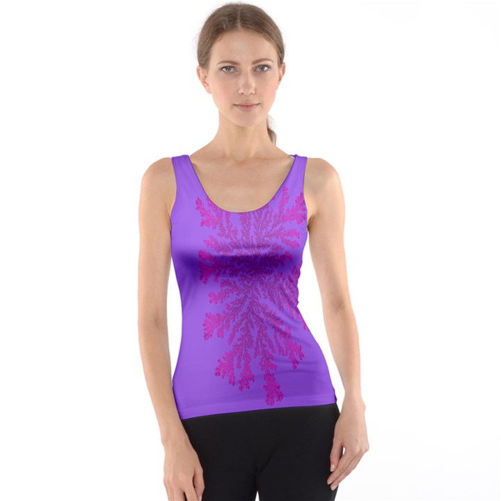 Dendron Diffusion Aggregation Flower Floral Leaf Red Purple Tank Top