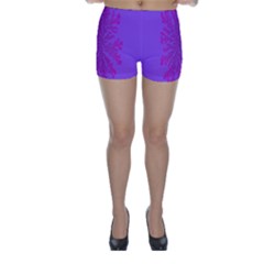 Dendron Diffusion Aggregation Flower Floral Leaf Red Purple Skinny Shorts by Mariart