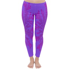 Dendron Diffusion Aggregation Flower Floral Leaf Red Purple Classic Winter Leggings by Mariart