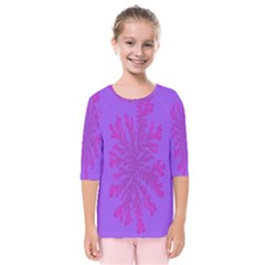 Dendron Diffusion Aggregation Flower Floral Leaf Red Purple Kids  Quarter Sleeve Raglan Tee