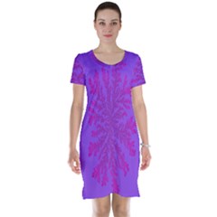 Dendron Diffusion Aggregation Flower Floral Leaf Red Purple Short Sleeve Nightdress by Mariart