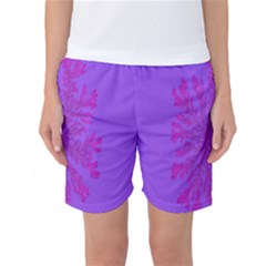 Dendron Diffusion Aggregation Flower Floral Leaf Red Purple Women s Basketball Shorts by Mariart