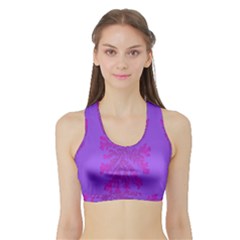 Dendron Diffusion Aggregation Flower Floral Leaf Red Purple Sports Bra With Border by Mariart