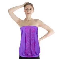 Dendron Diffusion Aggregation Flower Floral Leaf Red Purple Strapless Top by Mariart