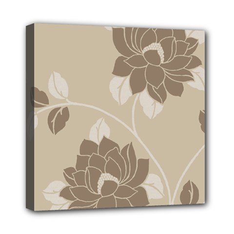 Flower Floral Grey Rose Leaf Mini Canvas 8  X 8  by Mariart