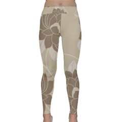 Flower Floral Grey Rose Leaf Classic Yoga Leggings by Mariart