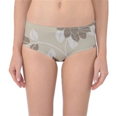 Flower Floral Grey Rose Leaf Mid-waist Bikini Bottoms by Mariart