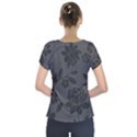 Flower Floral Rose Black Short Sleeve Front Detail Top View2