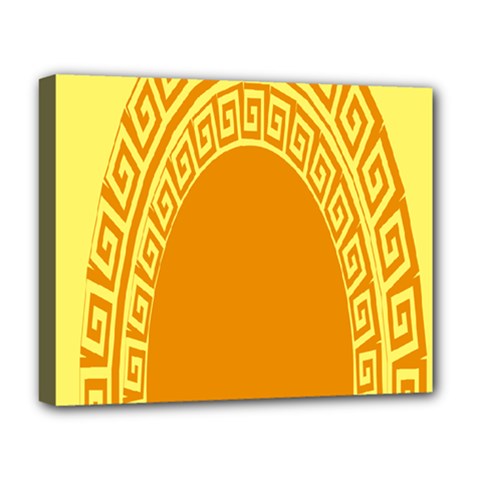 Greek Ornament Shapes Large Yellow Orange Deluxe Canvas 20  X 16   by Mariart