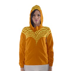 Greek Ornament Shapes Large Yellow Orange Hooded Wind Breaker (women) by Mariart