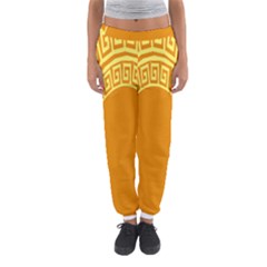 Greek Ornament Shapes Large Yellow Orange Women s Jogger Sweatpants by Mariart