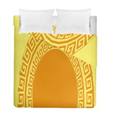 Greek Ornament Shapes Large Yellow Orange Duvet Cover Double Side (full/ Double Size) by Mariart