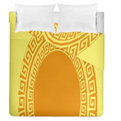 Greek Ornament Shapes Large Yellow Orange Duvet Cover Double Side (queen Size) by Mariart