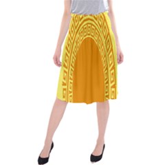 Greek Ornament Shapes Large Yellow Orange Midi Beach Skirt by Mariart