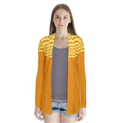 Greek Ornament Shapes Large Yellow Orange Cardigans by Mariart