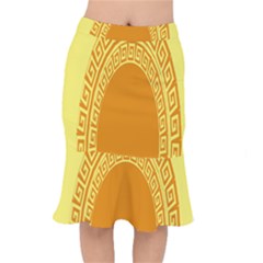 Greek Ornament Shapes Large Yellow Orange Mermaid Skirt by Mariart