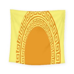 Greek Ornament Shapes Large Yellow Orange Square Tapestry (small) by Mariart