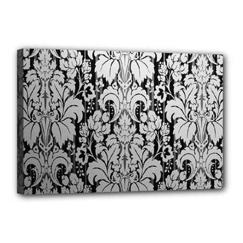 Flower Floral Grey Black Leaf Canvas 18  X 12  by Mariart