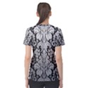 Flower Floral Grey Black Leaf Women s Cotton Tee View2