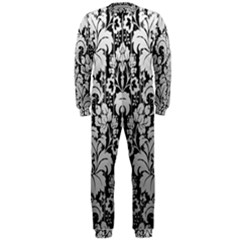 Flower Floral Grey Black Leaf Onepiece Jumpsuit (men)  by Mariart