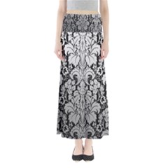 Flower Floral Grey Black Leaf Maxi Skirts by Mariart