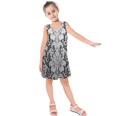 Flower Floral Grey Black Leaf Kids  Sleeveless Dress by Mariart