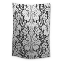 Flower Floral Grey Black Leaf Large Tapestry by Mariart