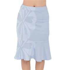 Hibiscus Sakura Glacier Gray Mermaid Skirt by Mariart